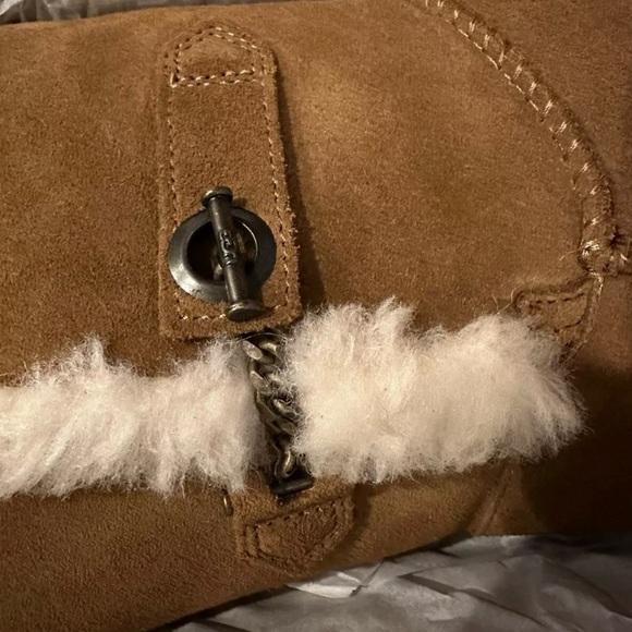 UGG Estera UGGplush Faux Fur Lined Boot - Worn 2X. Basically New! Tan Suede. - Picture 2 of 5